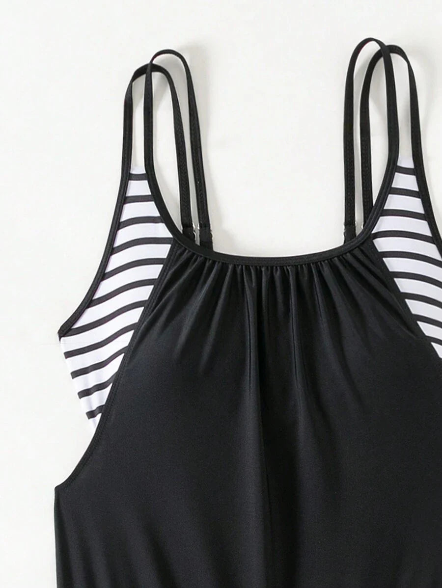 Lushie | Striped Double Strap Tankini