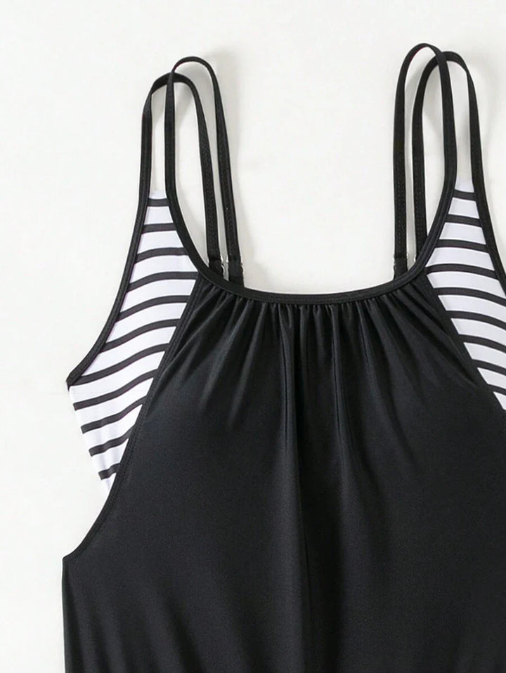 Lushie | Striped Double Strap Tankini