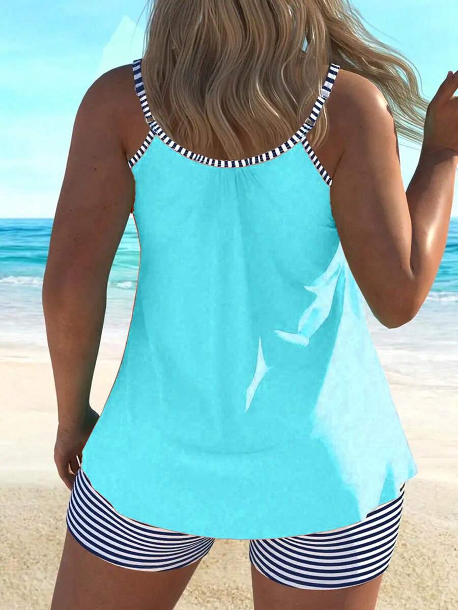 AquaLuxe | Chic Striped Tankini Set