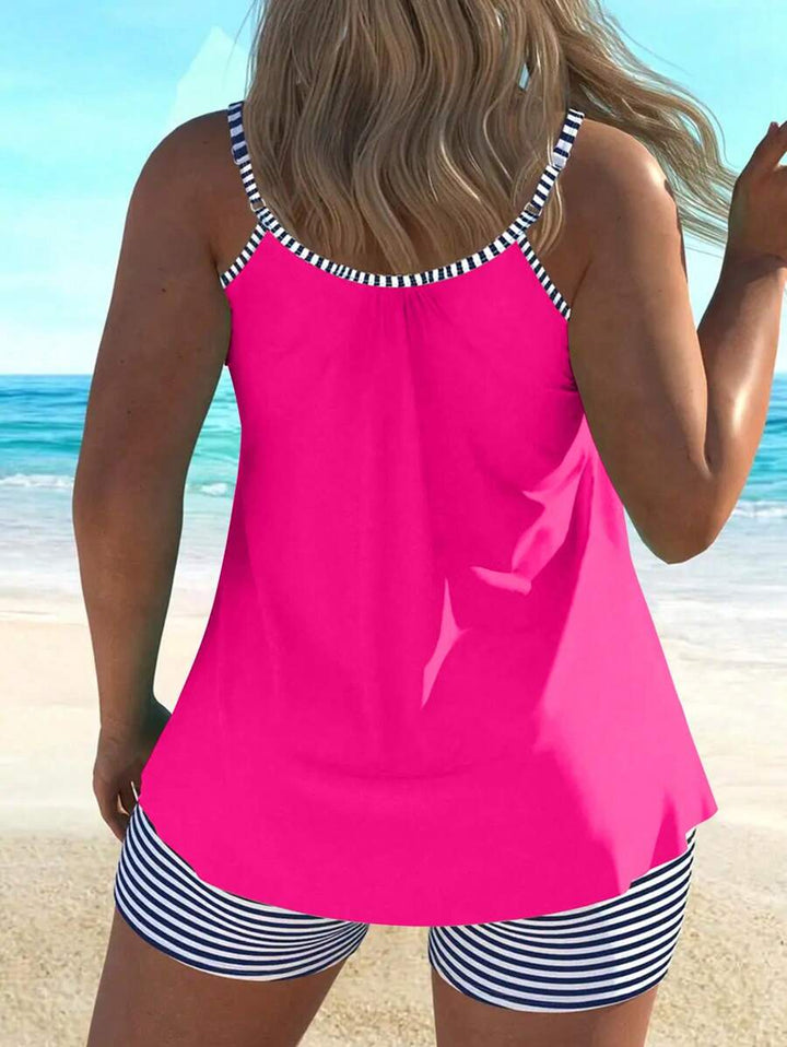 AquaLuxe | Chic Striped Tankini Set