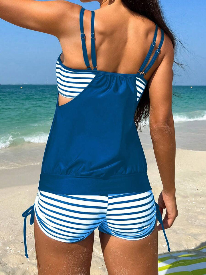 Lushie | Striped Double Strap Tankini