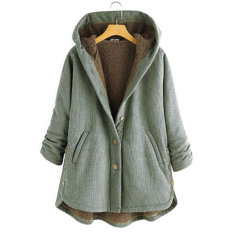 Nora | Cozy Checked Hooded Coat