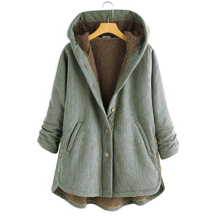 Nora | Cozy Checked Hooded Coat