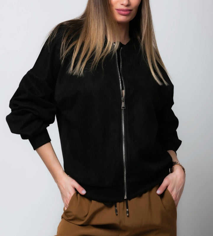 Zara | Chic Suede Bomber Jacket