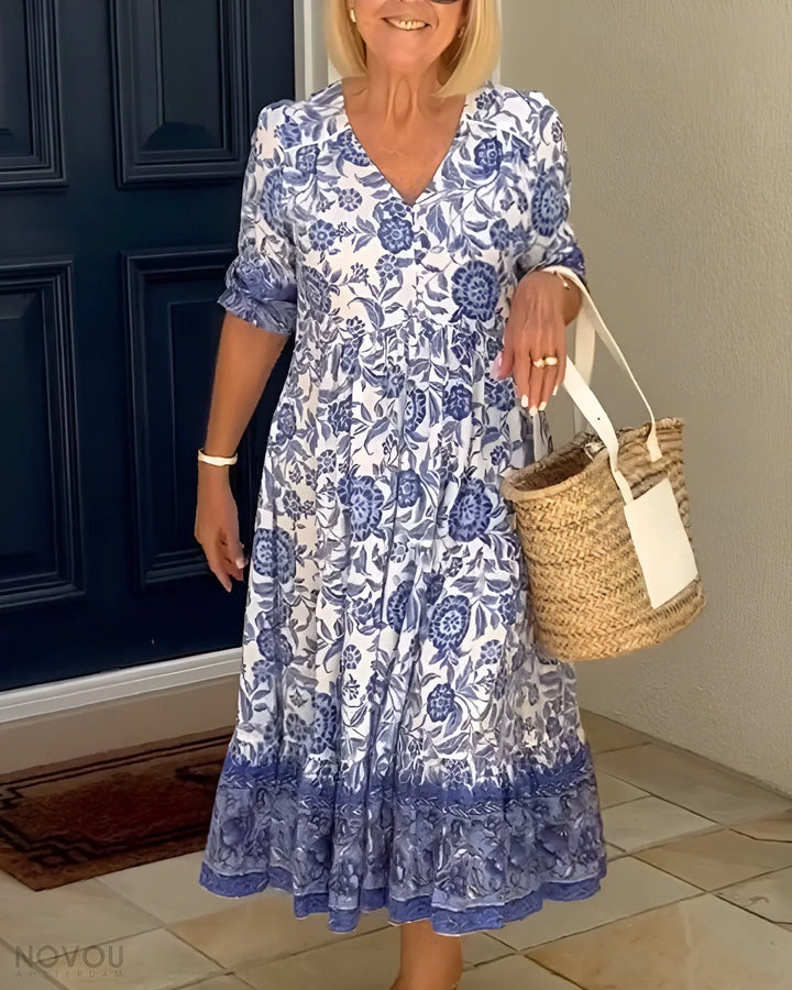 Aria | Chic V-Neck Floral Dress