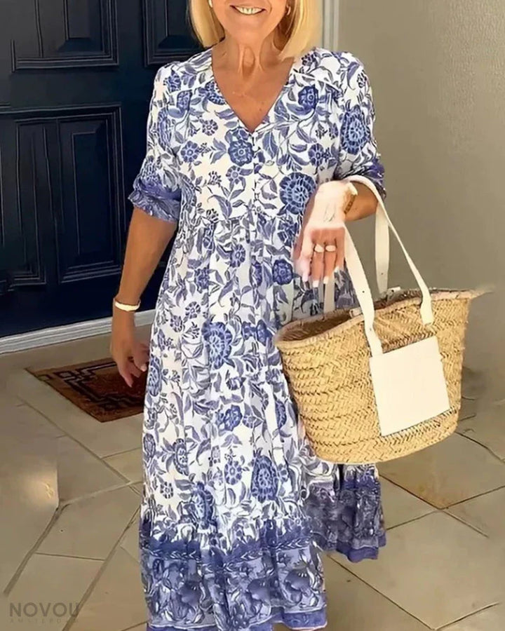 Aria | Chic V-Neck Floral Dress