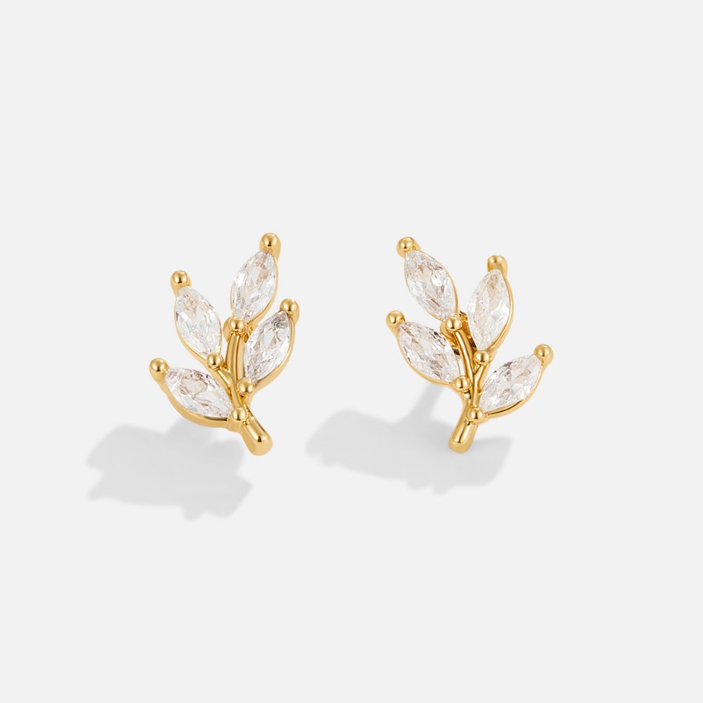 LuxeLeaf | Elegant Crystal Leaf Earrings