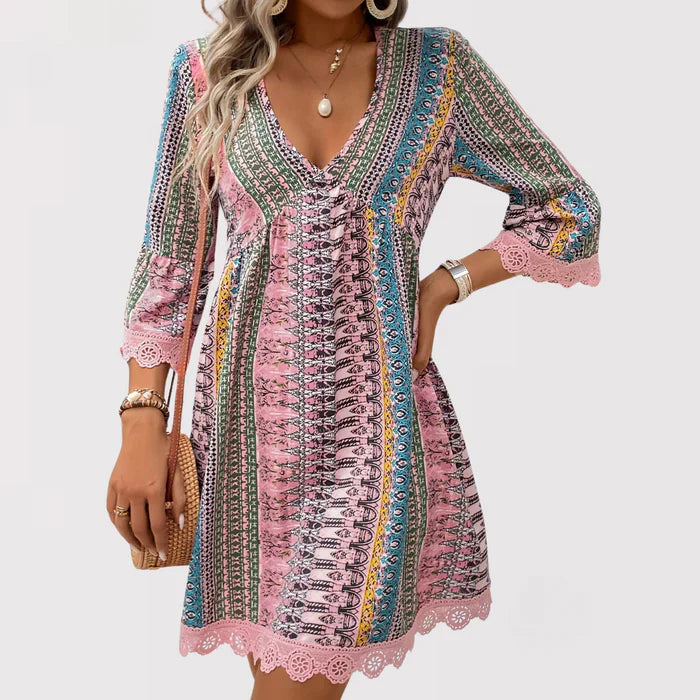 Lara | Chic V-Neck Boho Dress