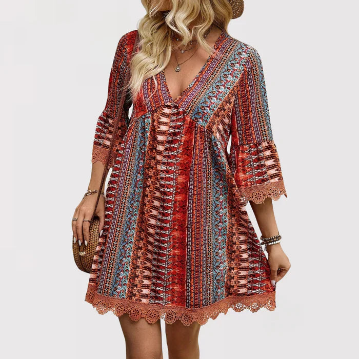 Lara | Chic V-Neck Boho Dress
