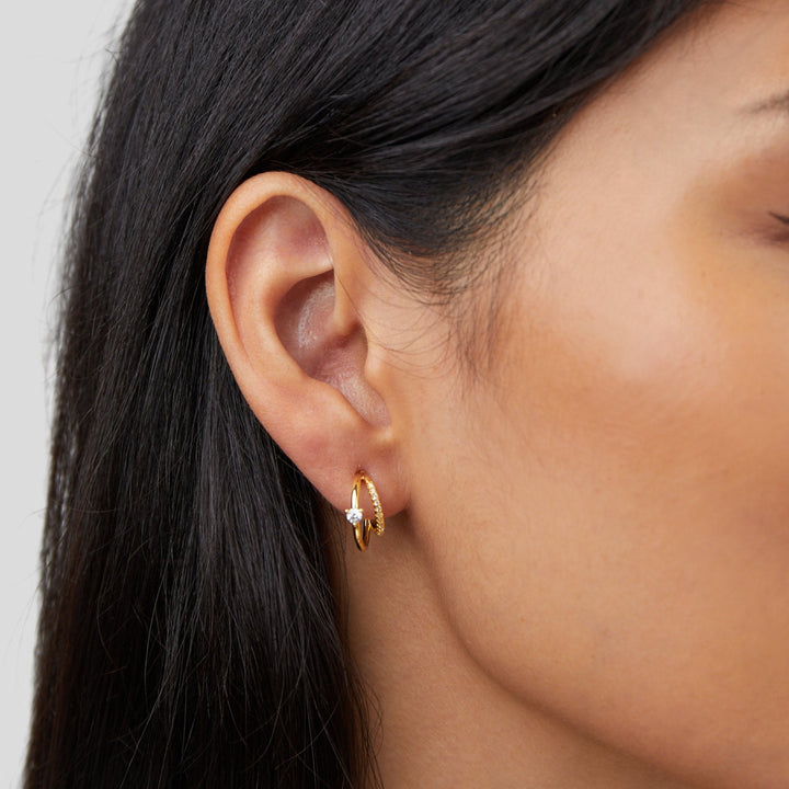 Rhea | Dazzling Crystal Gold Earrings