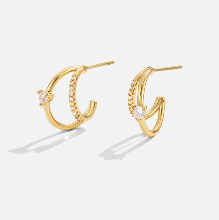 Rhea | Dazzling Crystal Gold Earrings