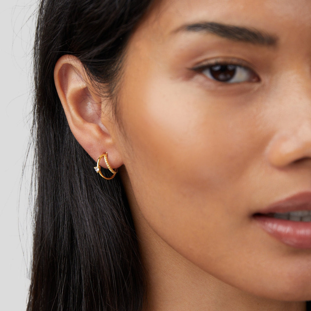 Rhea | Dazzling Crystal Gold Earrings