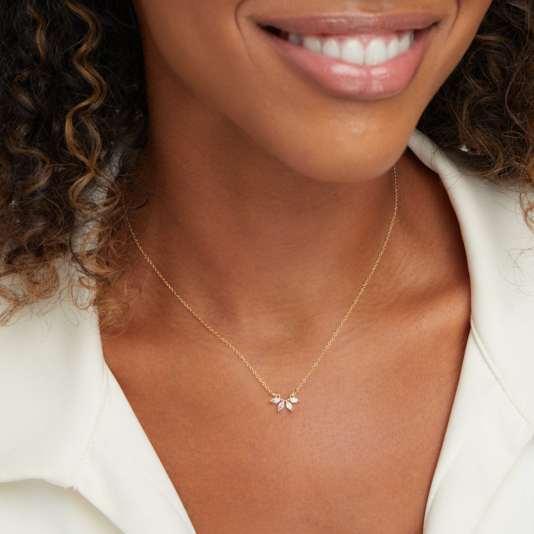 Aurelia | Dazzling Crystal Leaf Necklace